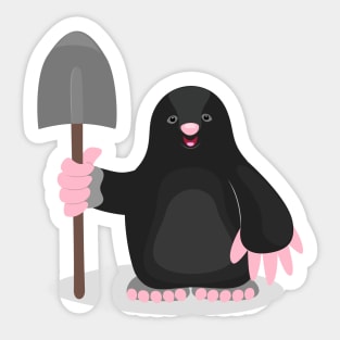 Cute happy mole cartoon illustration Sticker